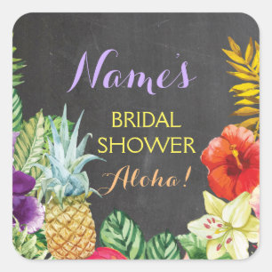 Bridal Shower Aloha Luau Pretty Stickers Labels