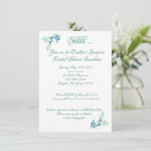 Bridal Shower, Aqua Watercolor  Invitation
