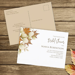 Bridal Shower Autumn Fall Elegant Greenery Leaves Postcard