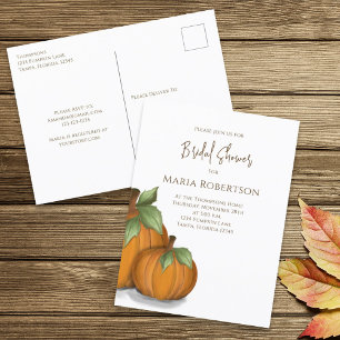 Bridal Shower Autumn Fall Elegant Pumpkins Cute  Postcard
