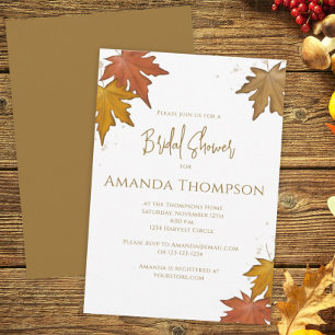 Bridal Shower Autumn Foliage Fall Leaves Simple Invitation