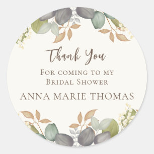 Bridal Shower Autumn Leaves Wedding Elegant  Classic Round Sticker