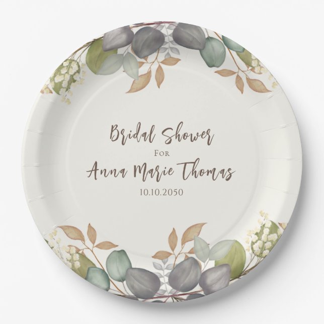 Bridal Shower Autumn Leaves Wedding Foliage Paper Plate (Front)