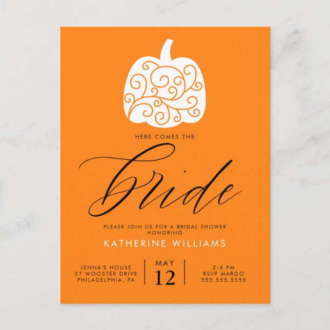 BRIDAL SHOWER | Autumn Pumpkin Postcard (Front)