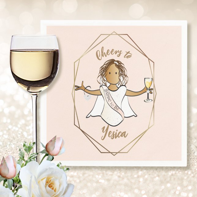 Bridal Shower Bachelorette Female Cartoon Paper Napkin (Creator Uploaded)