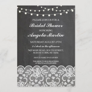 Bridal Shower Bachelorette Party Chalk Lace Invite