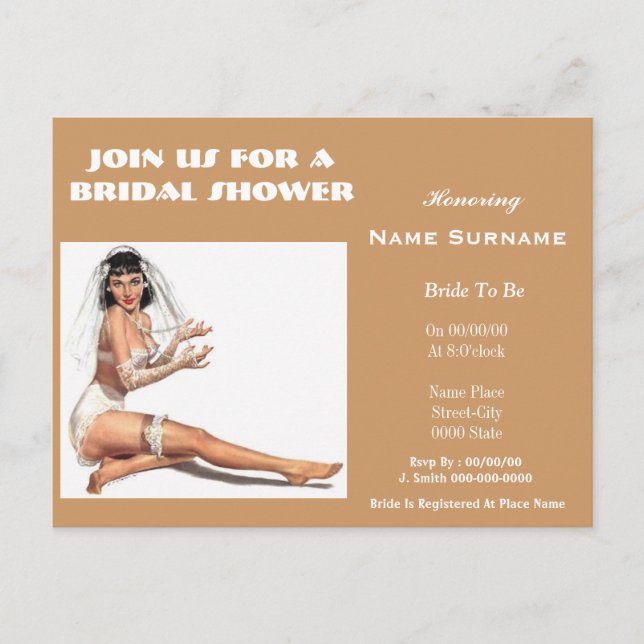 bridal shower,bachelorette party,hen party.... invitation postcard (Front)