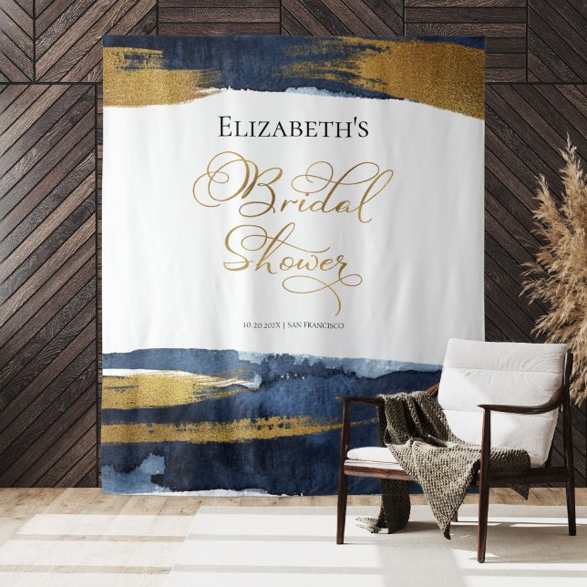 Bridal Shower Backdrop | Blue Watercolor Abstract Tapestry (Creator Uploaded)