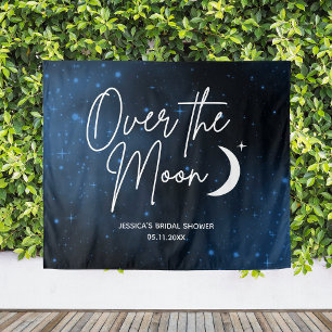 Bridal Shower Backdrop Name Date Over The Moon Tapestry