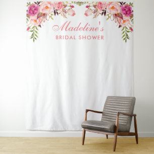 Bridal Shower Backdrop Photo Booth Prop Pink Tapestry