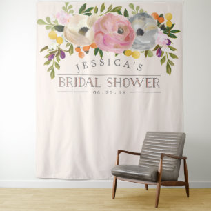 Bridal Shower Backdrop - Photo Booth Sweet Blooms Tapestry