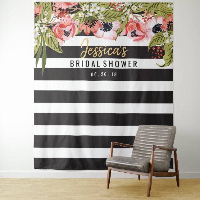 Bridal Shower Backdrop - Photo Prop - Photo Booth Tapestry (In Situ)