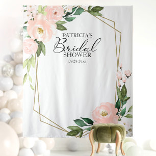 Bridal Shower Backdrop Photo Prop Pink Flowers Tapestry