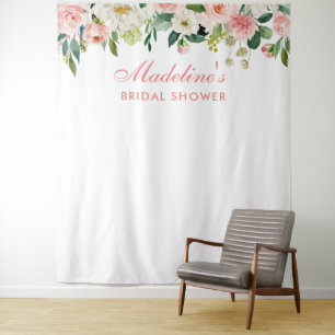 Bridal Shower Backdrop Pink   Photo Booth Prop Tapestry