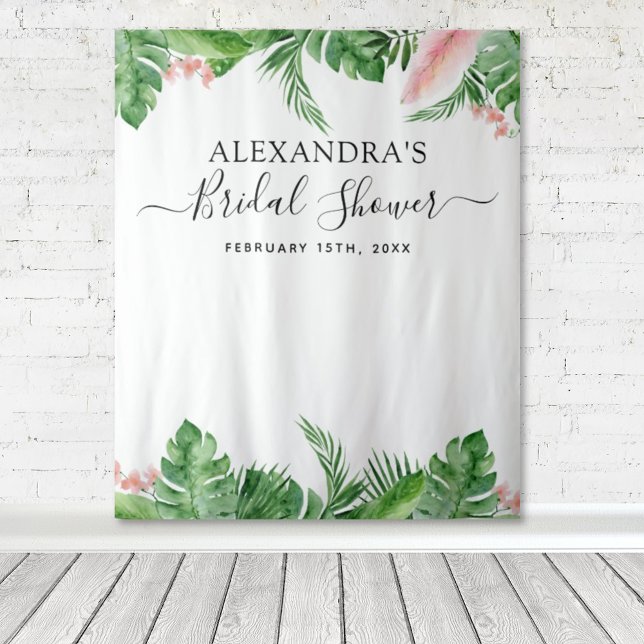 Bridal Shower Backdrop Tropical Floral Photo Booth Tapestry (Creator Uploaded)
