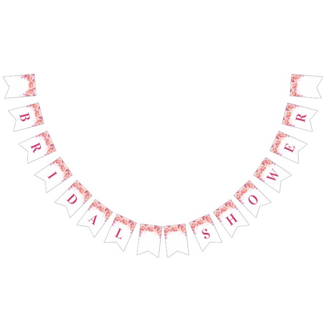 Bridal Shower Banner Pink Watercolor Flowers (All)