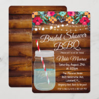 Bridal Shower BBQ Mason Jar Invitation