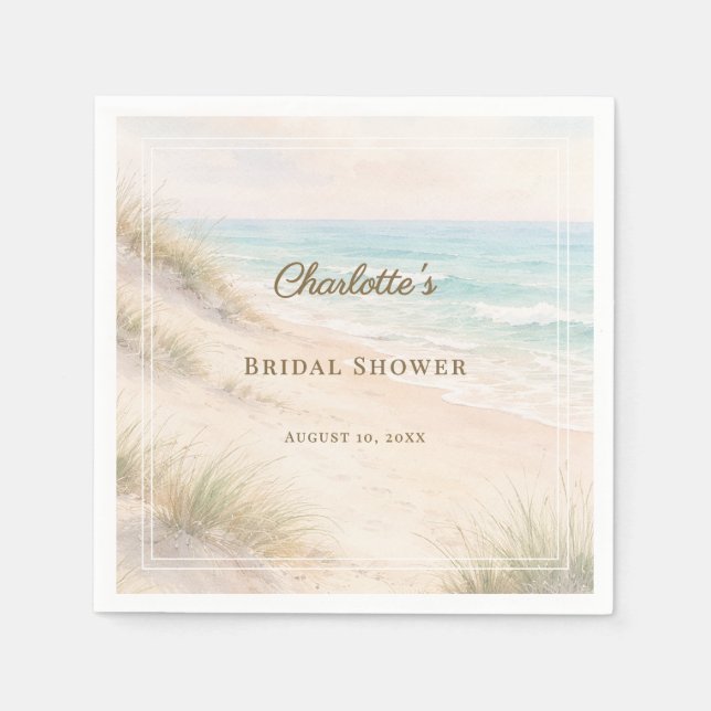 Bridal Shower beach coastal elegant Napkin (Front)