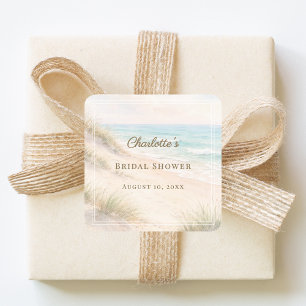 Bridal Shower beach coastal elegant Square Sticker