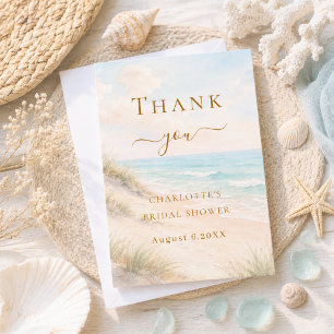 Bridal Shower beach coastal summer Thank You Card