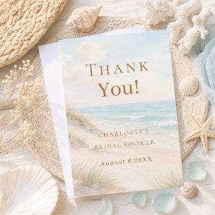 Bridal Shower beach coastal summer Thank You Card