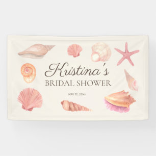 Bridal Shower Beach Party Pink Seashells  Banner