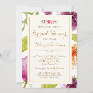 Bridal Shower Beautiful Floral Watercolor Peony Invitation