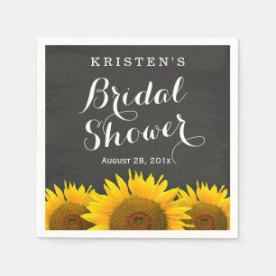 Bridal Shower Beautiful Sunflowers Chalkboard Napkin