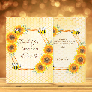Bridal shower bee honeycomb floral thank you card
