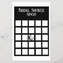 Bridal Shower Bingo Black and White Minimalist
