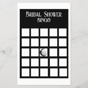 Bridal Shower Bingo  Black and White Minimalist Flyer