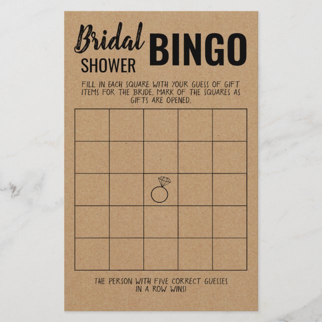 Bridal Shower Bingo Card (Front)