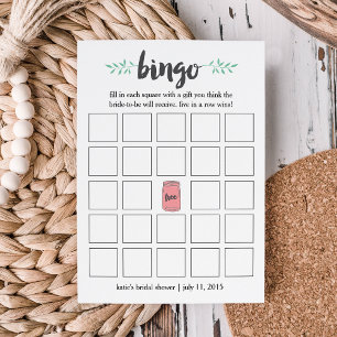 Bridal Shower Bingo Card Game, Botanical Mason Jar