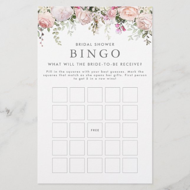 Bridal Shower Bingo Game (Front)