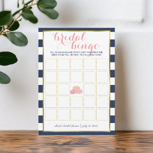 Bridal Shower Bingo Game Card   Midnight Peony