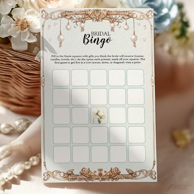 Bridal Shower Bingo Game Card Pearls Prosecco (Creator Uploaded)