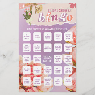 Bridal Shower Bingo Paper Game Card