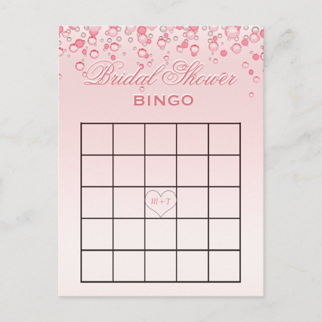 Bridal Shower Bingo | Pink Blush Invitation Postcard (Front)