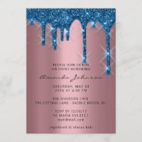 Bridal Shower Birthday 16th Gold 3D Drip Navy