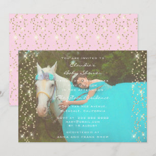 Bridal Shower Birthday Pink Gold Unicorn Party Invitation
