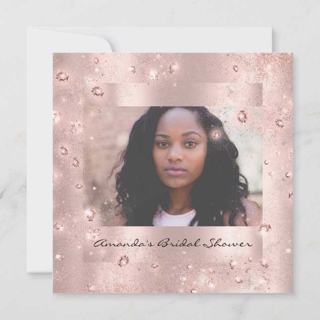 Bridal Shower Birthday  Rose Crystals Photo Invitation (Back)