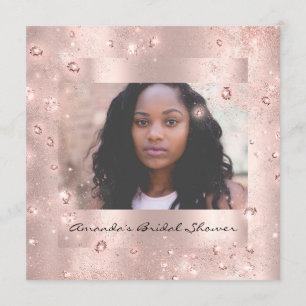 Bridal Shower Birthday Rose Crystals Photo Invitation