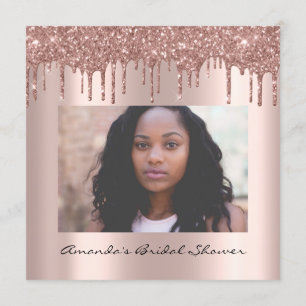Bridal Shower Birthday Rose Drips Simply Photo Invitation