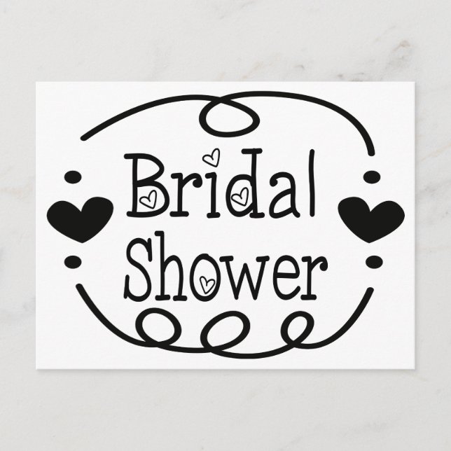 Bridal Shower Black And White Heart Invitation (Front)