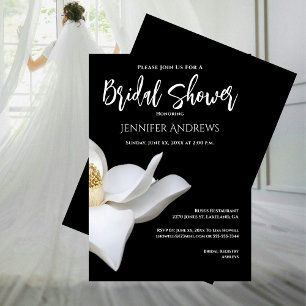 Bridal Shower Black and White Magnolia Elegant Invitation