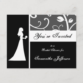 Bridal Shower, Black and White Vines Invitation