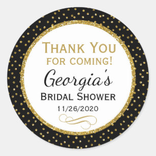 Bridal Shower Black Gold Thank You Favour Tags