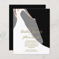 Bridal Shower Black Invitations Dress and Veil