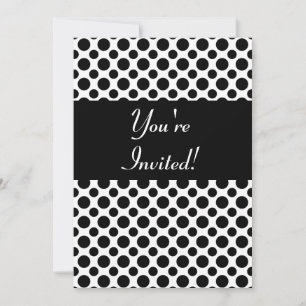 Bridal Shower Black Polka Dots Custom Invitations