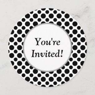 Bridal Shower Black Polka Dots Round Invitation